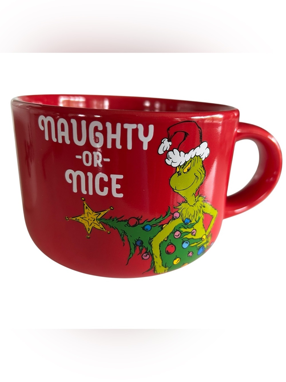 Dr. Seuss Grinch Naughty or Nice Red Holiday Jumbo Ceramic Mug